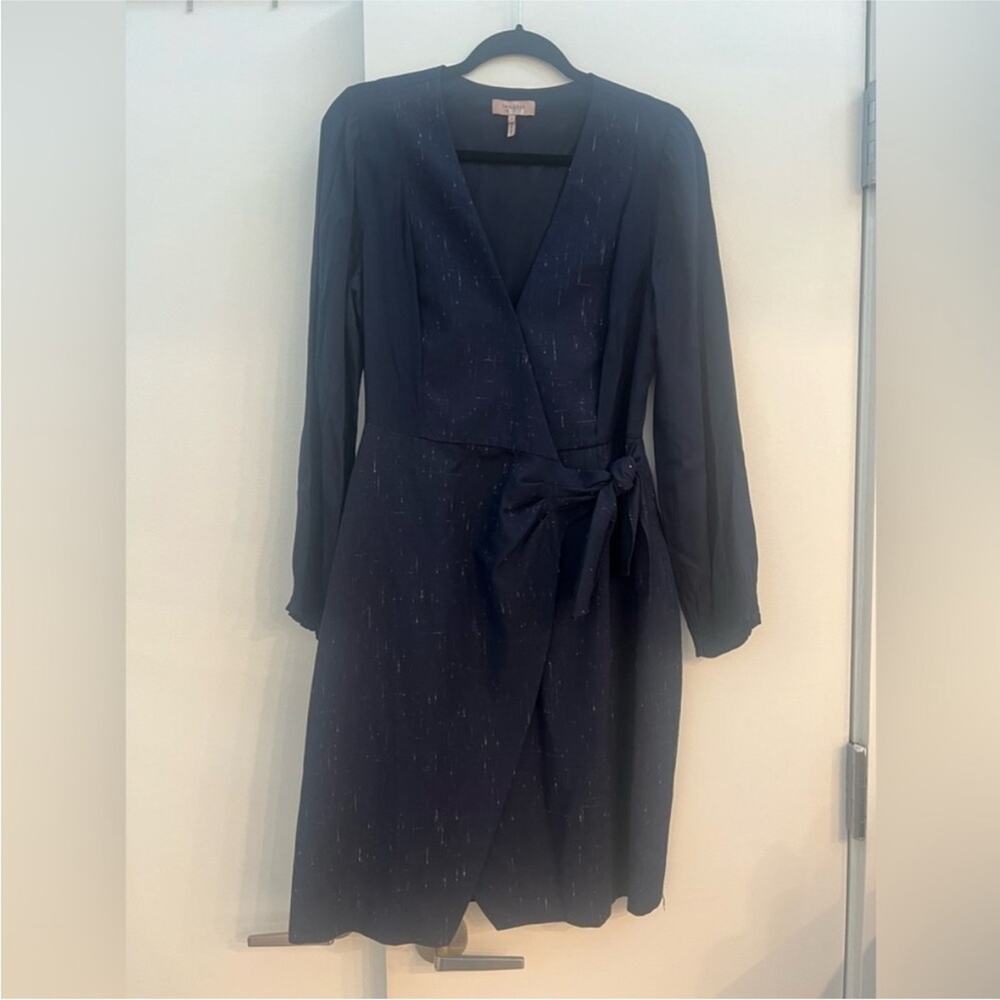Rebecca Taylor Navy Cross Hatch Dress-Size 10 - Picture 5 of 7